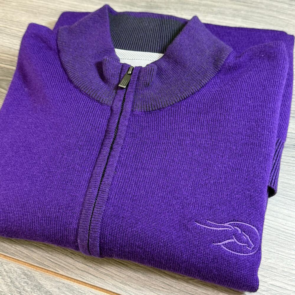 Adidas AdiPure 1/4 Zip Sweater Size L Wool Cotton Golf Casual Flying Horse Logo